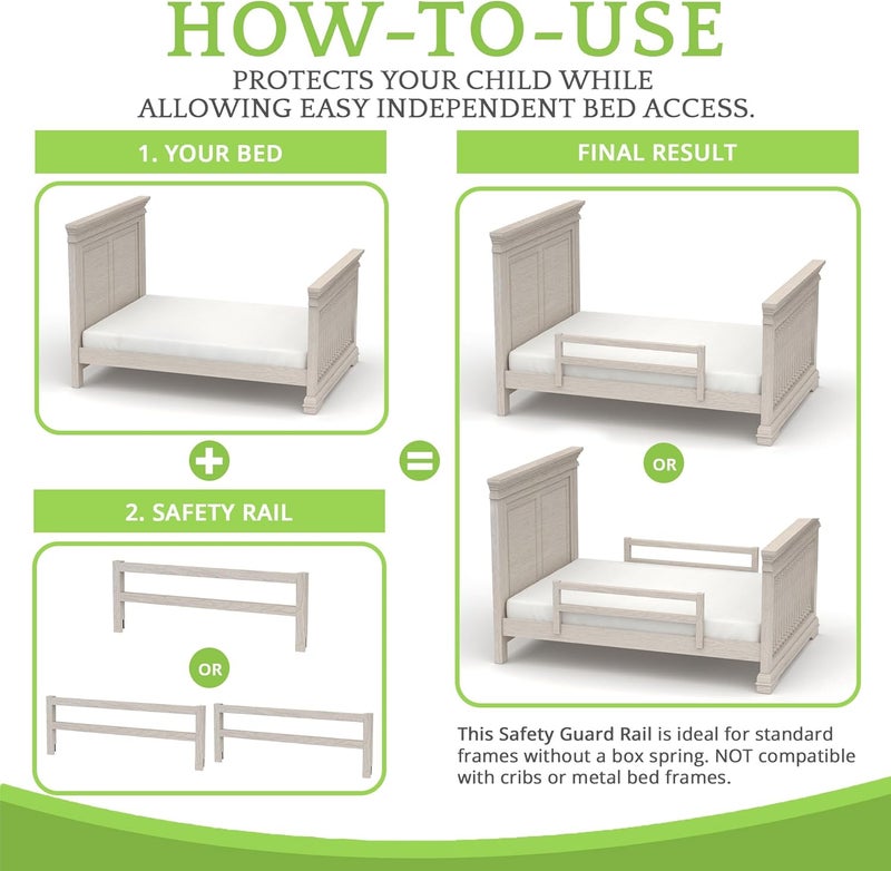CC KITS Safety Guard Rail for Baby, Kids, and Children - Solid Wood Safety Bed Rail for Toddlers - Easy Installation - Premium Protection for Bunk, Twin, Full, Queen and King Size Beds - (Antique White) - Image 5